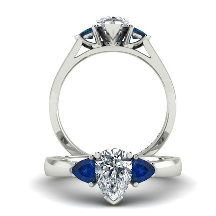 Chuck Custom Pear Trillion Ring Pear Diamond Ring in 18kt White Gold AU